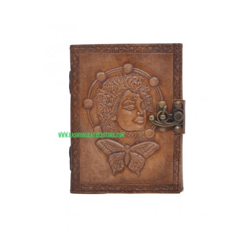 Handmade Antique Design Butterfly Queen Embossed Leather Journal Charcoal Color Journals Notebook & Sketchbook